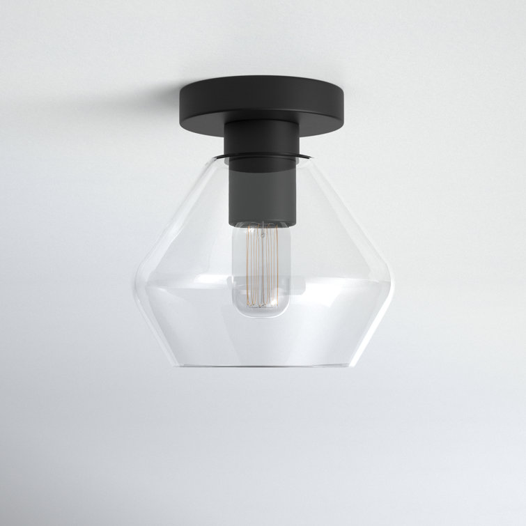 Jett Midnight Black Transitional 8'' Glass & Steel Semi-Flush Mount