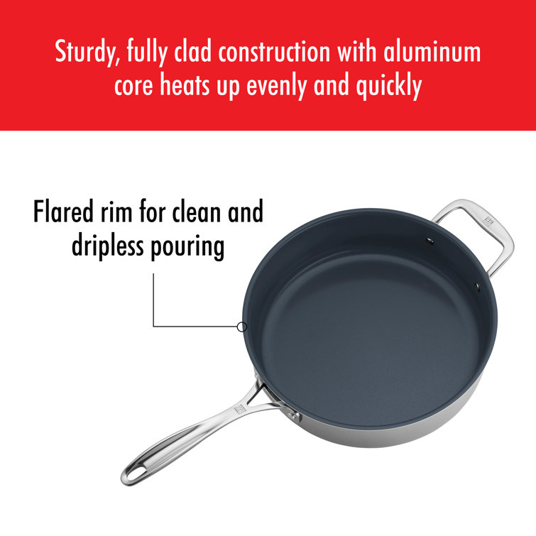 Zwilling Clad CFX 5-qt Silver Stainless Steel Non-Stick Saute Pan