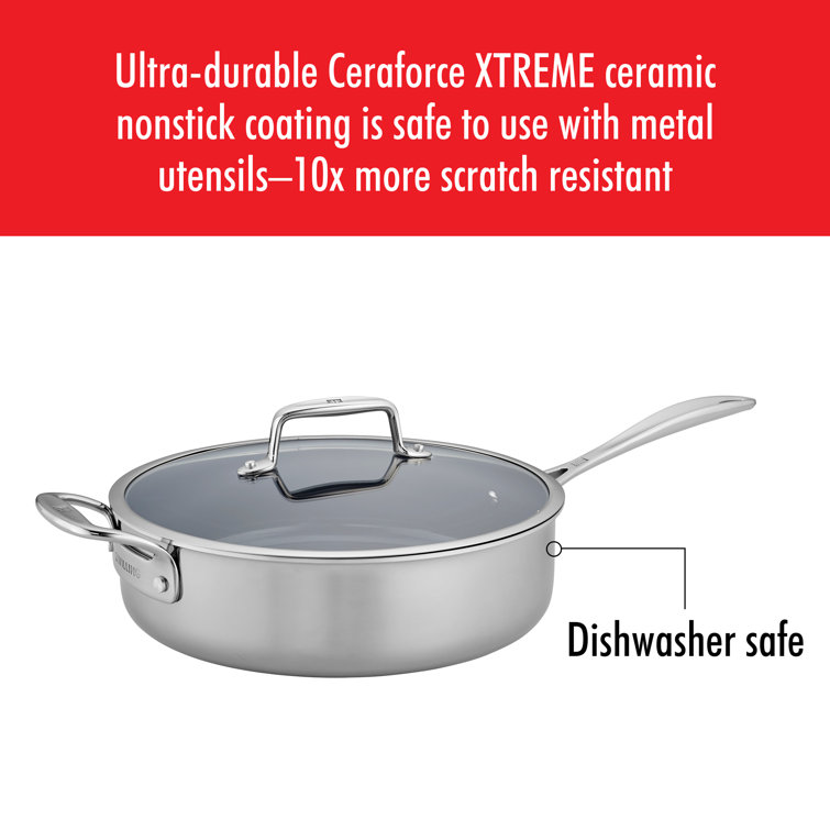 Zwilling Clad CFX 5-qt Silver Stainless Steel Non-Stick Saute Pan