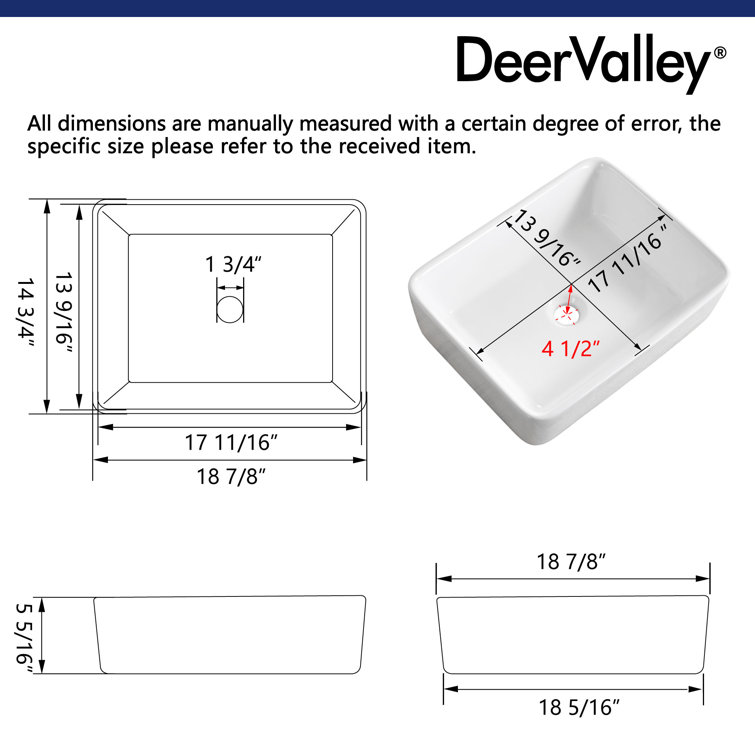 White Ceramic Rectangular Above-Counter Bathroom Vessel Sink