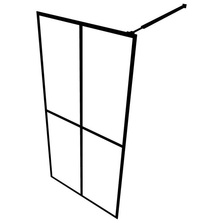 Frosted White Tempered Glass Walk-In Shower Screen with Black Frame