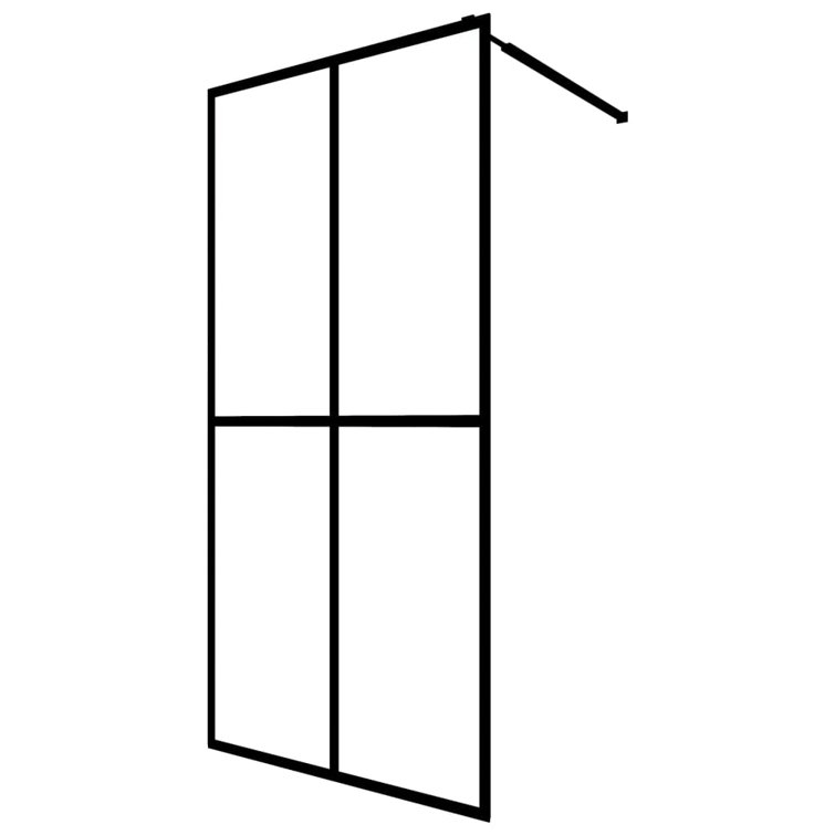 Frosted White Tempered Glass Walk-In Shower Screen with Black Frame