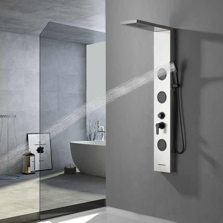 Black Nickel 57.99'' Shower Panel with Rainfall and Body Jets