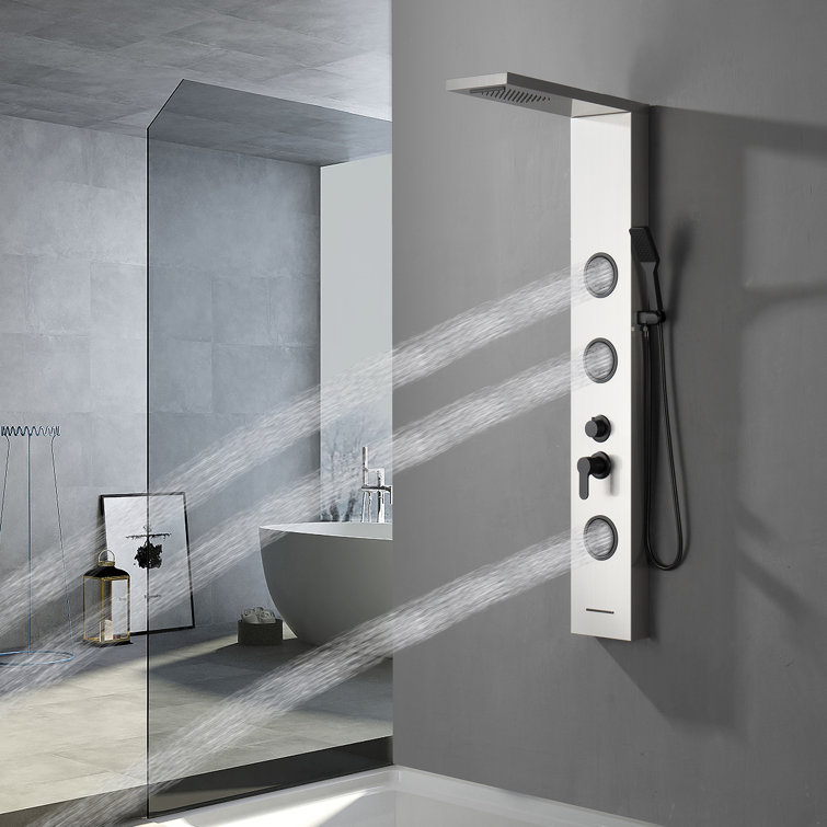 Black Nickel 57.99'' Shower Panel with Rainfall and Body Jets