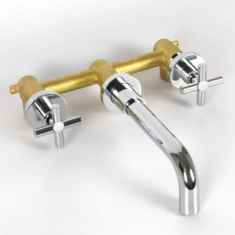 Chrome Wall Mounted 2-Handle Bathroom Faucet