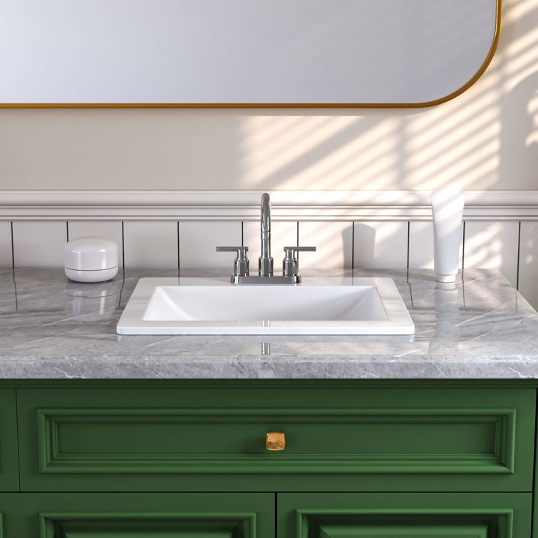 21'' x 18'' White Ceramic Rectangular Drop-In Bathroom Sink