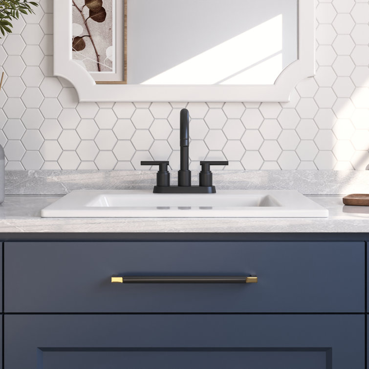 21'' x 18'' White Rectangular Ceramic Drop-In Bathroom Sink with Overflow