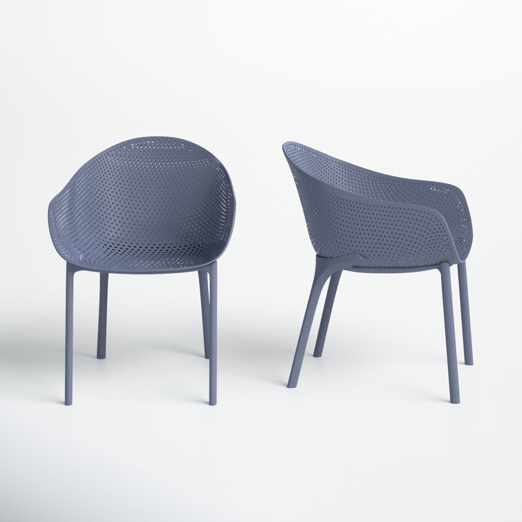 Dark Gray Plastic Resin Outdoor Dining Armchair Set