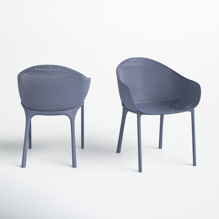 Dark Gray Plastic Resin Outdoor Dining Armchair Set