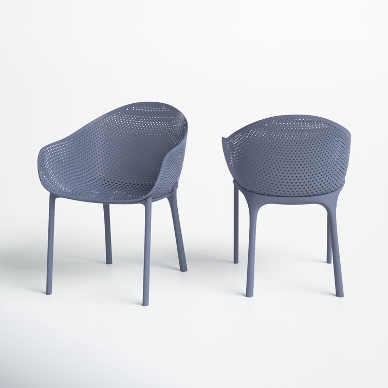 Dark Gray Plastic Resin Outdoor Dining Armchair Set