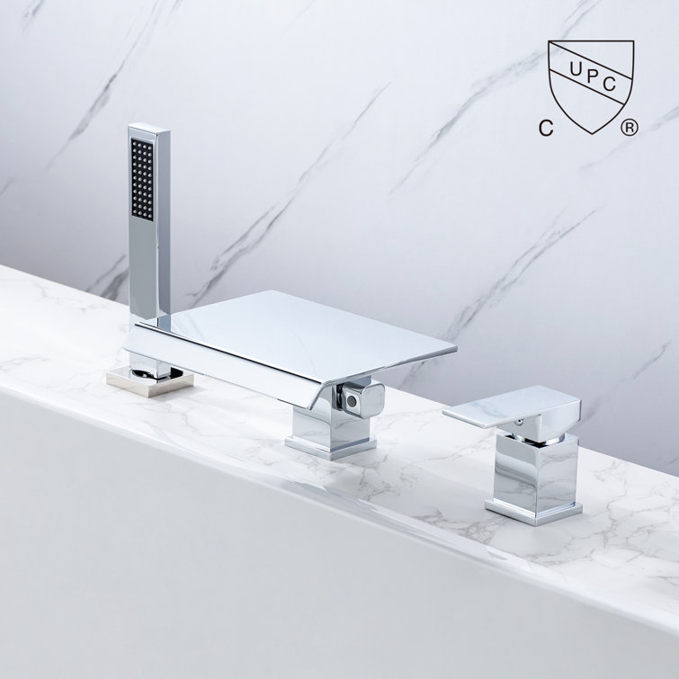 Chrome Single Handle Wall Waterfall Tub Faucet with Diverter