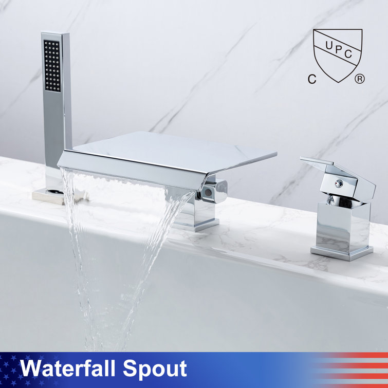 Chrome Single Handle Wall Waterfall Tub Faucet with Diverter