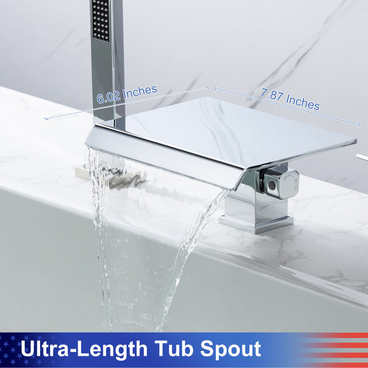 Chrome Single Handle Wall Waterfall Tub Faucet with Diverter