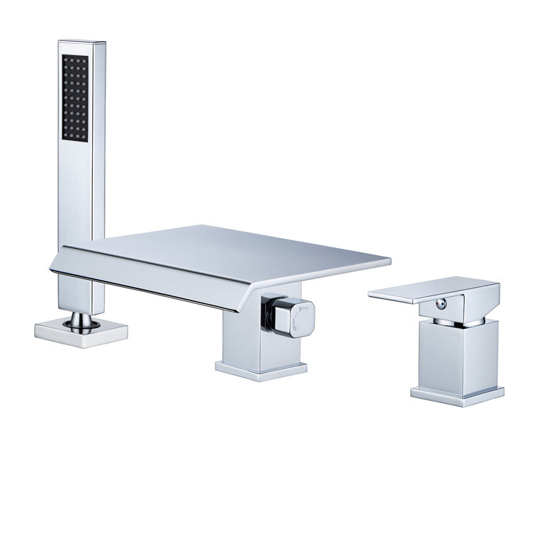 Chrome Single Handle Wall Waterfall Tub Faucet with Diverter