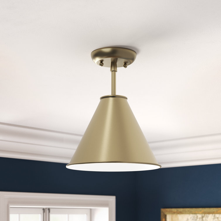 Brass Cone 11'' Metal Semi-Flush Mount Light