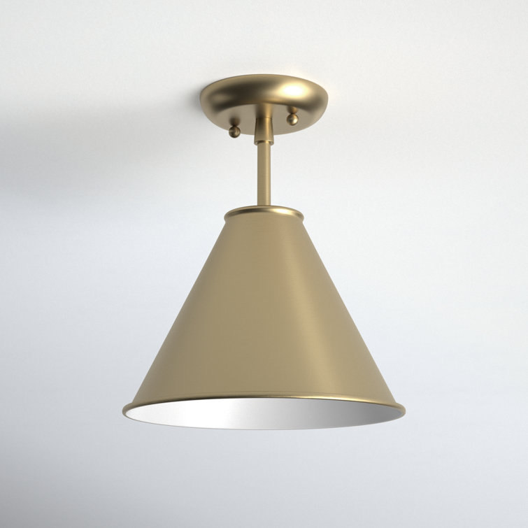 Brass Cone 11'' Metal Semi-Flush Mount Light