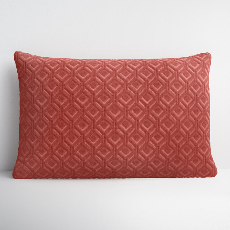 Blue Embroidered Cotton Lumbar Throw Pillow