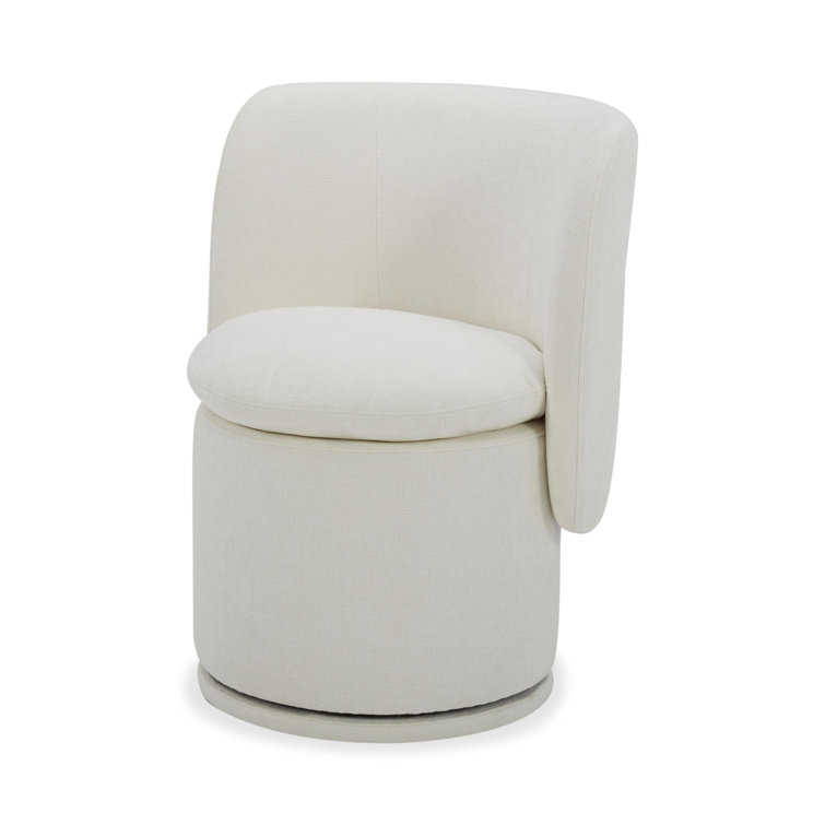 Ivory Upholstered Swivel Side Chair with Metal Legs