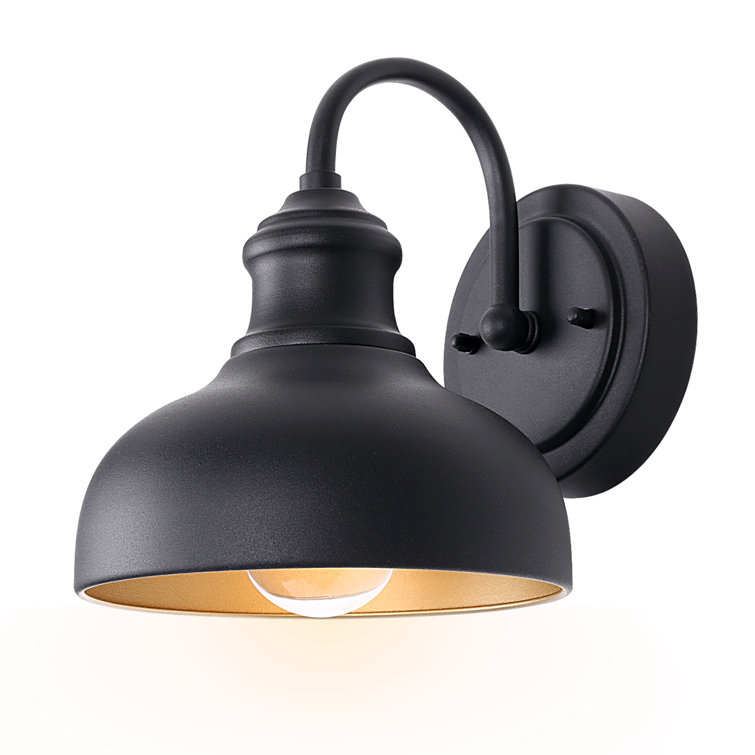 Black Iron 7-Inch Farmhouse Gooseneck Outdoor Wall Light