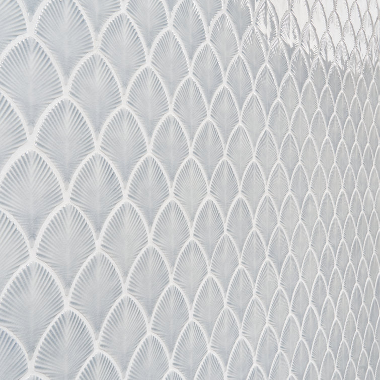 Sky Blue Polished Glass Fishscale Mosaic Wall Tile 9x12