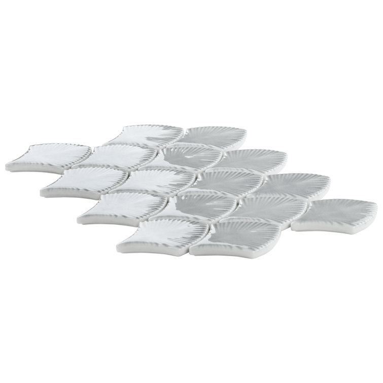 Sky Blue Polished Glass Fishscale Mosaic Wall Tile 9x12