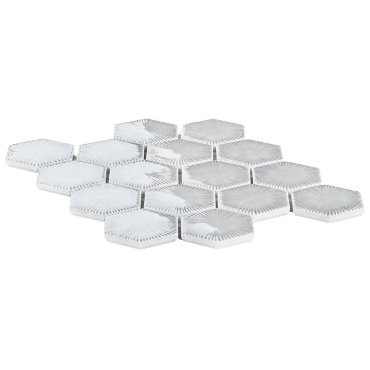 Sky Blue Glossy Glass Hexagon Mosaic Wall Tile Sheet