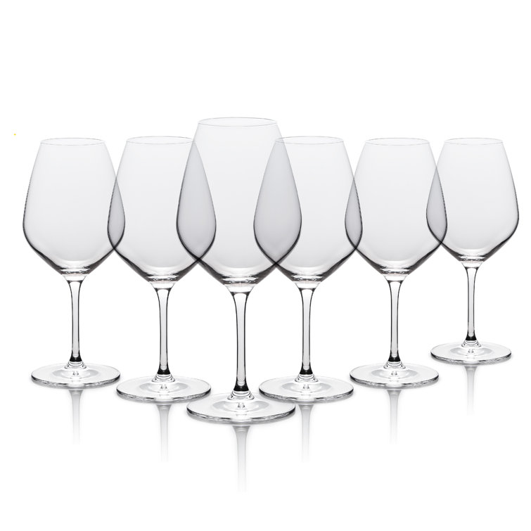 Set of 6 Clear Lead-Free Crystal Red Wine Glasses