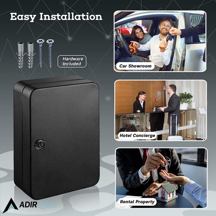 Black Steel Wall-Mount Key Cabinet with Key Lock