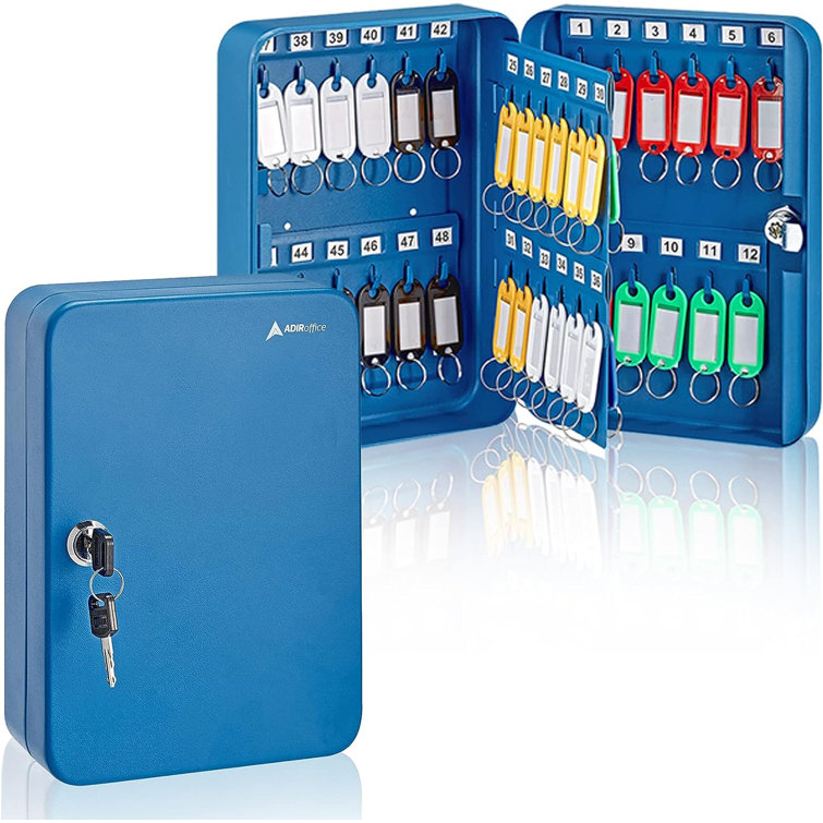 Blue Steel Wall-Mount Key Cabinet with Secure Lock