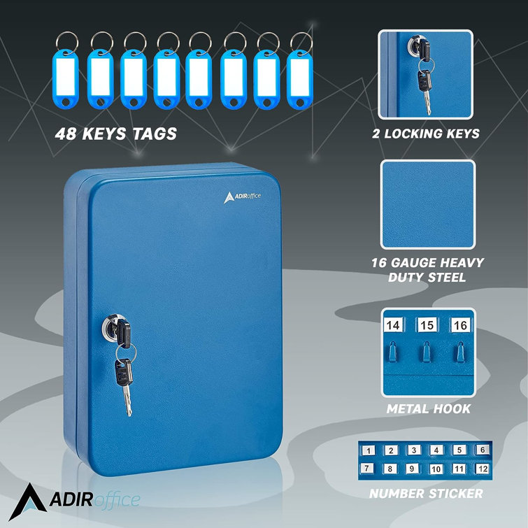 Blue Steel Wall-Mount Key Cabinet with Secure Lock