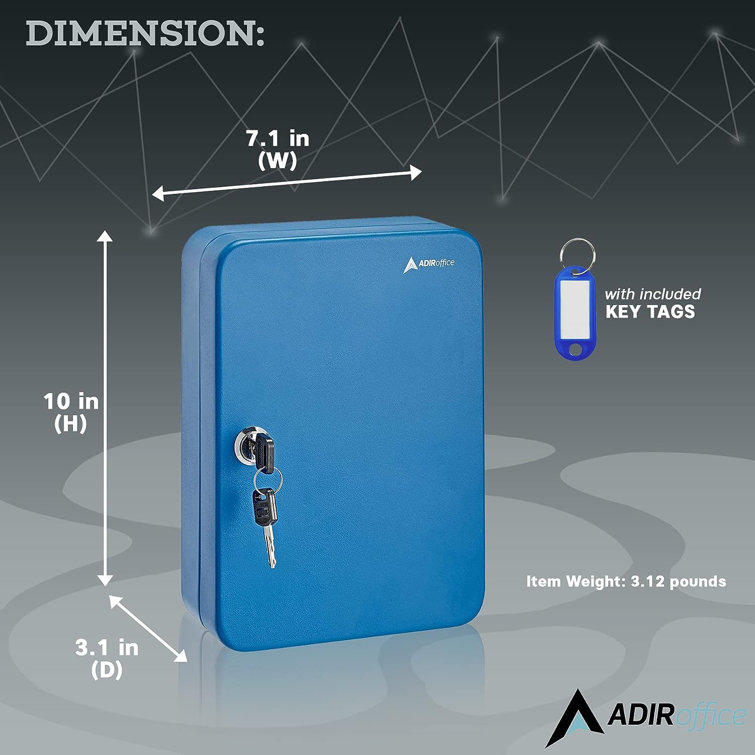 Blue Steel Wall-Mount Key Cabinet with Secure Lock