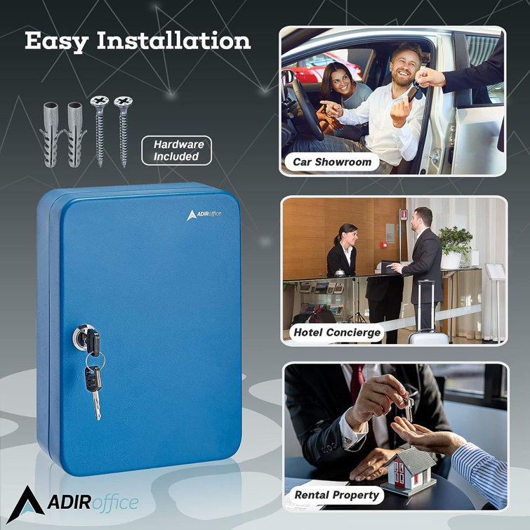 Blue Steel Wall-Mount Key Cabinet with Secure Lock
