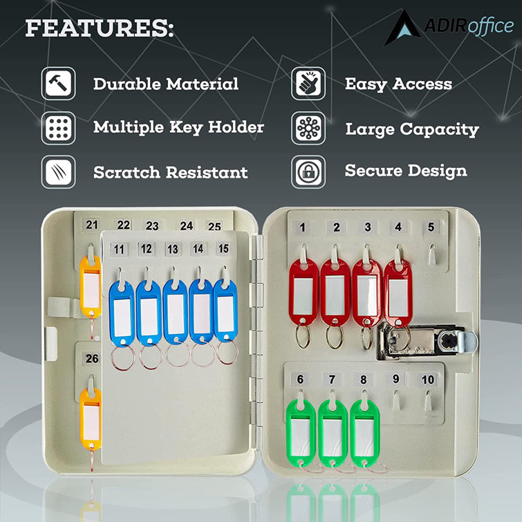 White Steel Wall-Mount 30-Key Combination Lock Cabinet