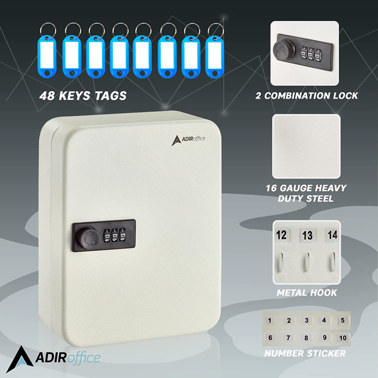 White Steel Wall-Mount 30-Key Combination Lock Cabinet