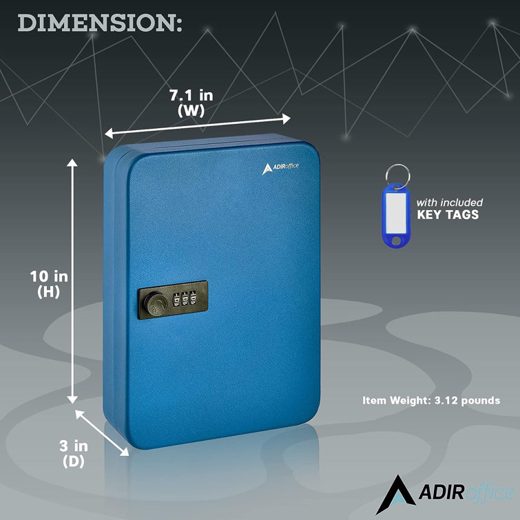 Blue Steel Wall-Mount Combination Lock Key Cabinet