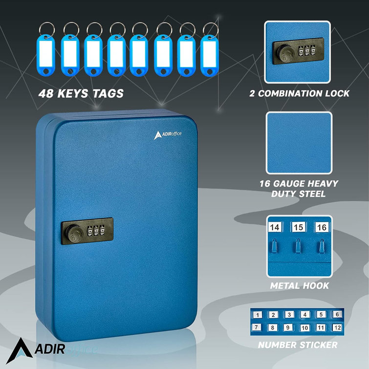 Blue Steel Wall-Mount Combination Lock Key Cabinet