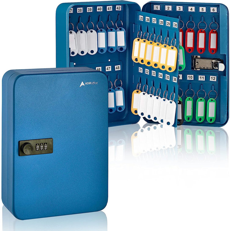 Blue Steel Wall-Mount Combination Lock Key Cabinet