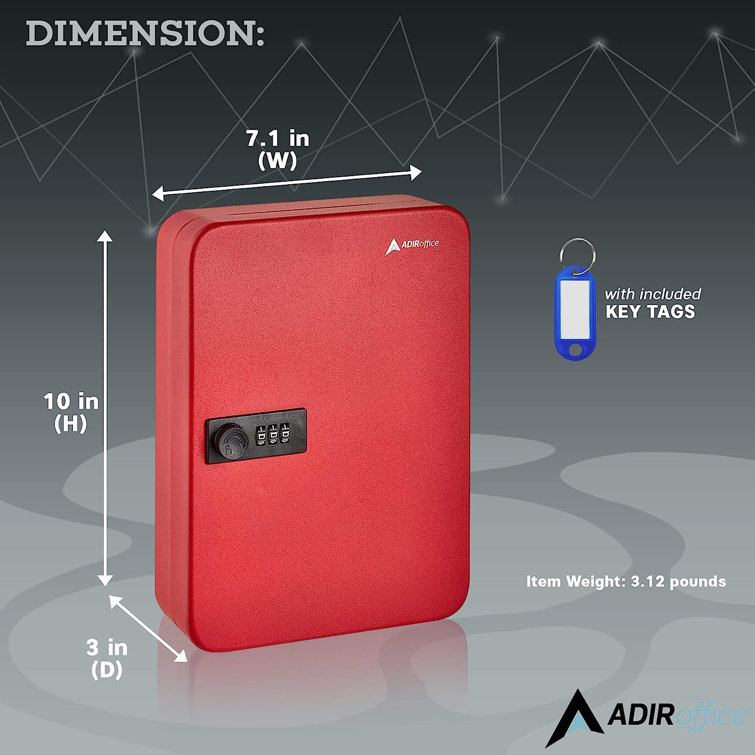 Red Steel Wall-Mount 48-Key Combination Lock Cabinet