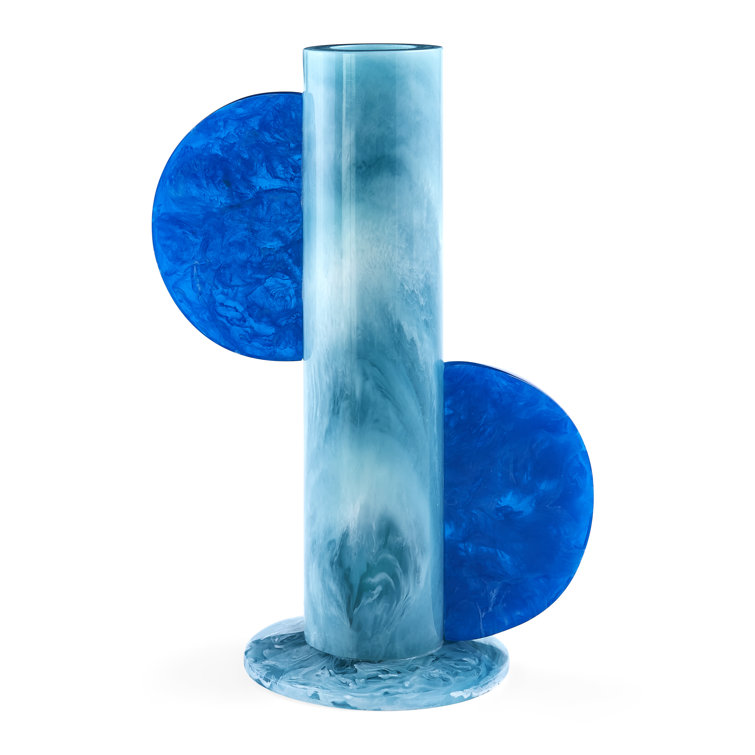 Blue Marbleized Acrylic Modern Table Vase