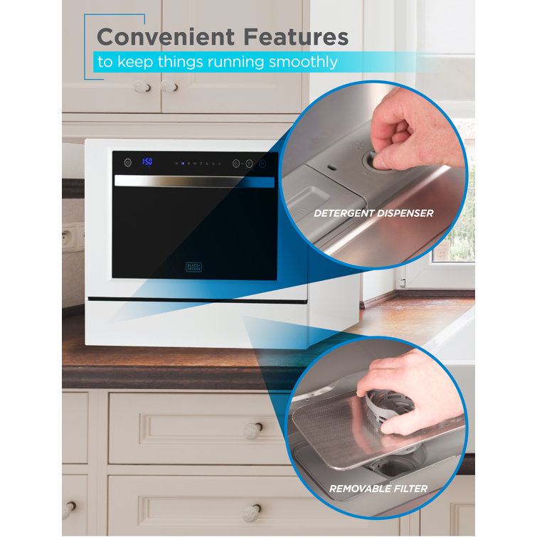 Compact White Stainless Steel Countertop Dishwasher for RV
