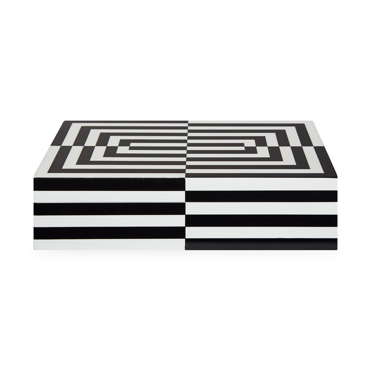 Large Black and White Lacquer Op Art Decorative Box