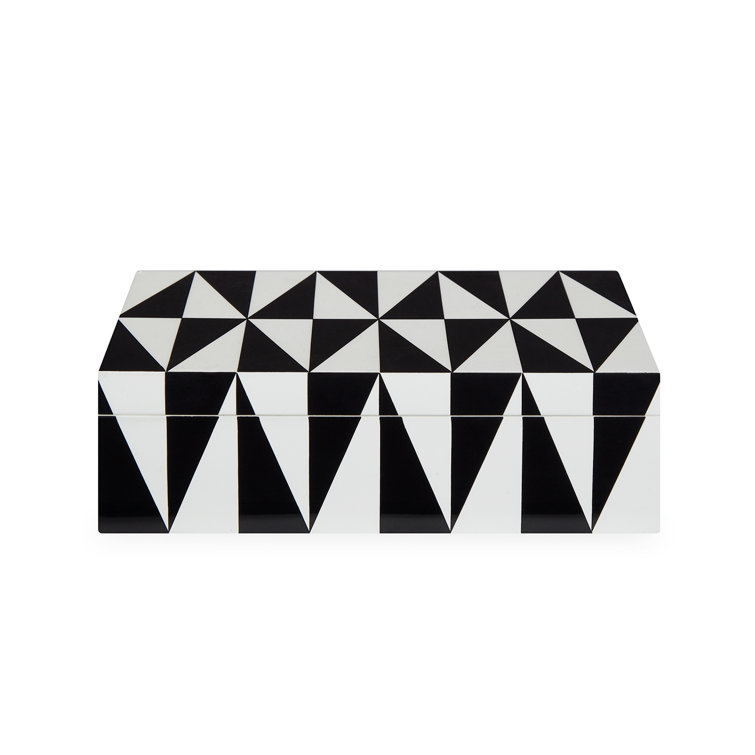Black and White Lacquered Rectangular Lidded Box