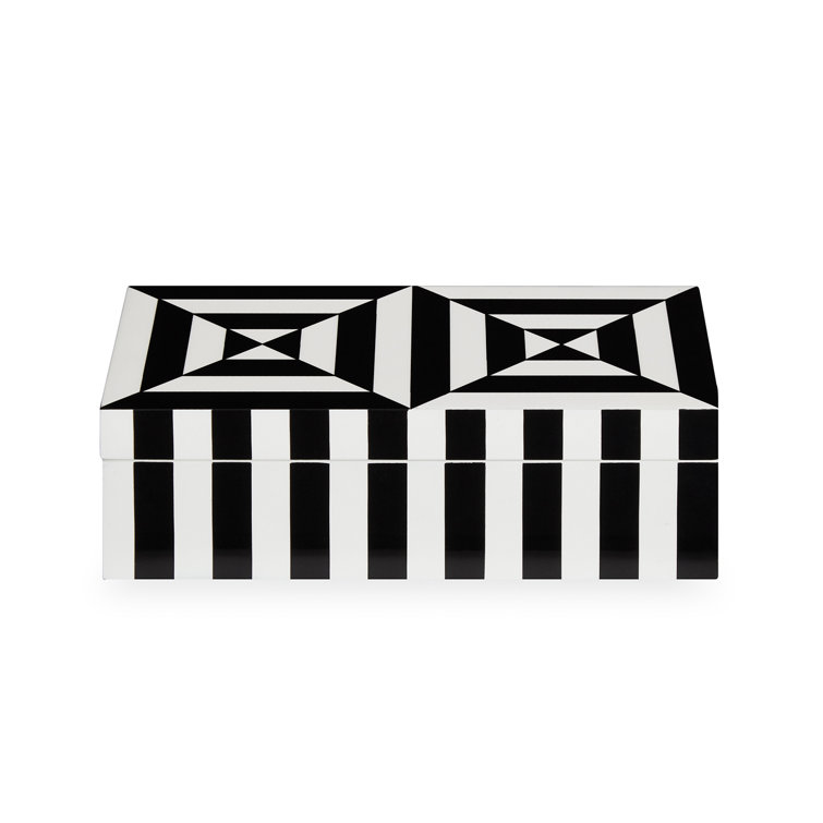 Black and White Glossy Plastic Stackable Lidded Box