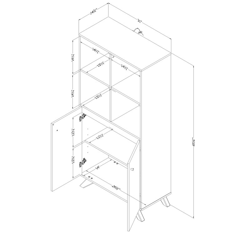 Soft Elm 65" Laminated Particle Board Bookcase with Doors