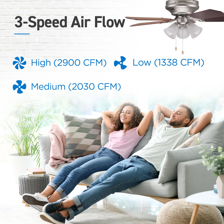 42" Silver Ceiling Fan with Reversible Walnut Blades and Lights