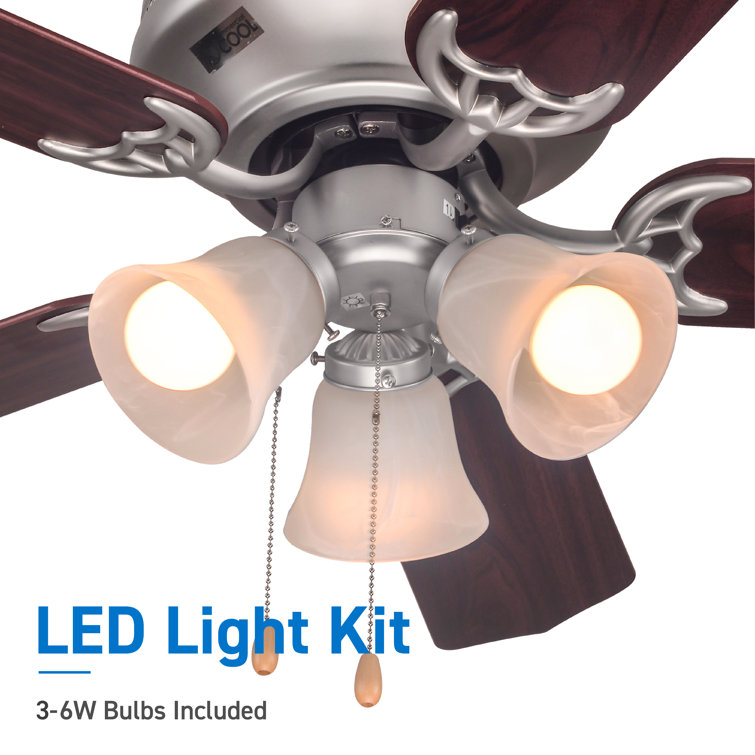 42" Silver Ceiling Fan with Reversible Walnut Blades and Lights