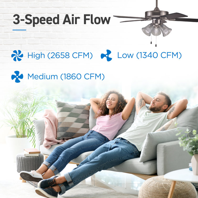 42'' Brushed Nickel Ceiling Fan with Reversible Blades and LED Lights