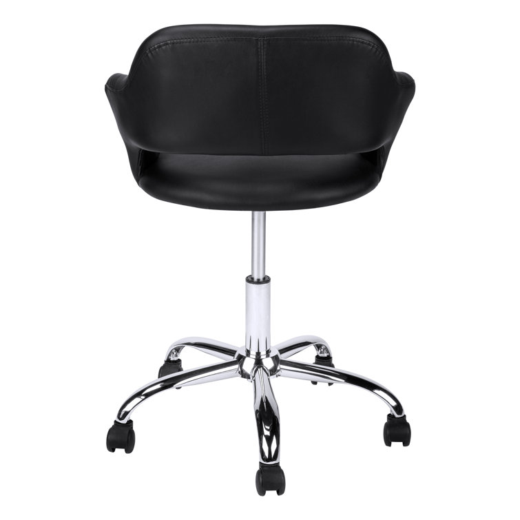29" High Black Faux Leather Task Office Chair with Metal Base