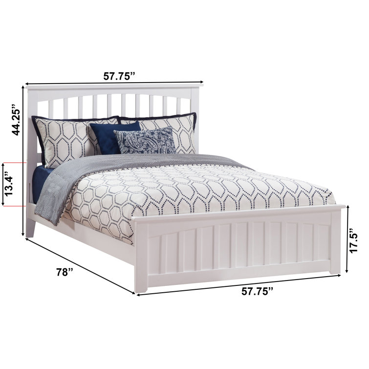 White Queen Mission Solid Wood Platform Bed with Slats