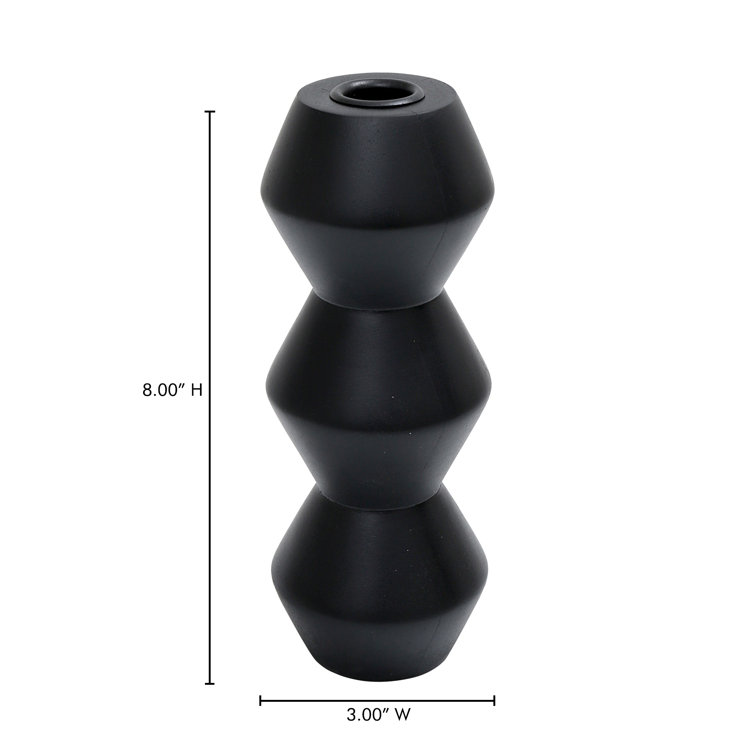 Black Geometric Wooden Candlestick Holder - Large